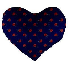 Red Rose Blue Large 19  Premium Flano Heart Shape Cushions by snowwhitegirl