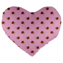 Peach Rose Pink Large 19  Premium Flano Heart Shape Cushions by snowwhitegirl