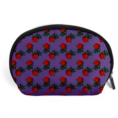 Red Roses Purple Vintage Accessory Pouch (large) by snowwhitegirl