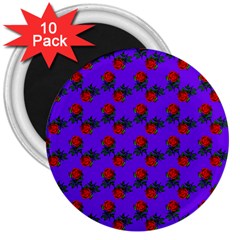 Red Roses Blue Purple 3  Magnets (10 Pack)  by snowwhitegirl