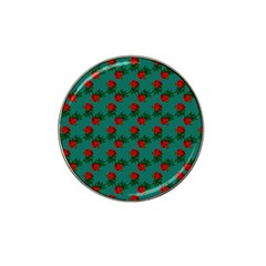 Red Roses Teal Green Hat Clip Ball Marker by snowwhitegirl