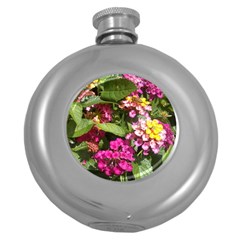 Summer Lantana W Bee Round Hip Flask (5 Oz) by Riverwoman