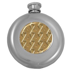 Gold Background 3d Round Hip Flask (5 Oz) by Mariart