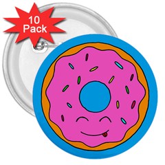 Donut Doughnut Dessert Clip Art 3  Buttons (10 Pack)  by Simbadda