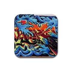 Graffiti Colourful Street Art Art Rubber Coaster (square)  by Simbadda