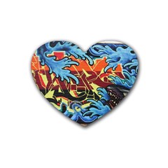 Graffiti Colourful Street Art Art Heart Coaster (4 Pack)  by Simbadda