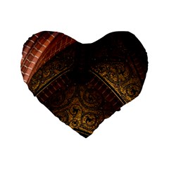 Vault Mosaic Gold Ornament Golden Standard 16  Premium Heart Shape Cushions by Simbadda