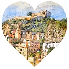 Architecture Town Travel Water Wooden Puzzle Heart by Simbadda