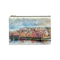 Architecture City Buildings River Cosmetic Bag (medium) by Simbadda