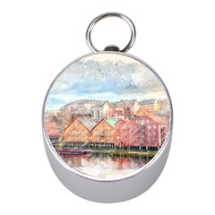 Architecture City Buildings River Mini Silver Compasses by Simbadda