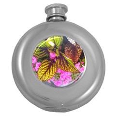 Coleus & Petunia Round Hip Flask (5 Oz) by Riverwoman