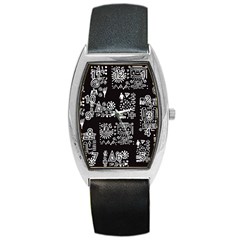 Vector Pattern Design With Tribal Elements Barrel Style Metal Watch by Vaneshart