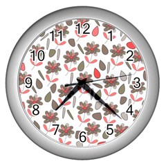 Zappwaits Flowers Wall Clock (silver) by zappwaits