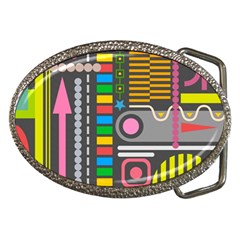 Pattern Geometric Abstract Colorful Arrows Lines Circles Triangles Belt Buckles by Vaneshart