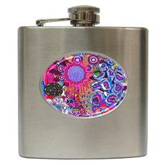 Red Flower Abstract  Hip Flask (6 Oz) by okhismakingart