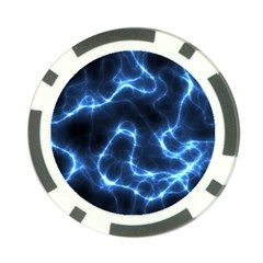 Lightning Electricity Pattern Blue Poker Chip Card Guard by Mariart