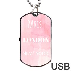 Paris, London, New York Dog Tag Usb Flash (one Side) by Lullaby