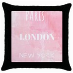 Paris, London, New York Throw Pillow Case (Black) Front