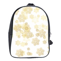 Christmas Gold Stars Snow Flakes  School Bag (large) by Lullaby