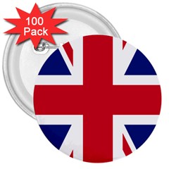 Uk Flag Union Jack 3  Buttons (100 Pack)  by FlagGallery