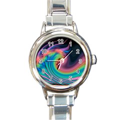 Abstract Art Abstract Background Round Italian Charm Watch by Simbadda