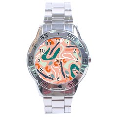 Organic Forms And Lines Seamless Pattern Stainless Steel Analogue Watch by Vaneshart