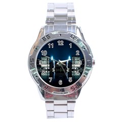 Night City Landscape Stainless Steel Analogue Watch by Vaneshart