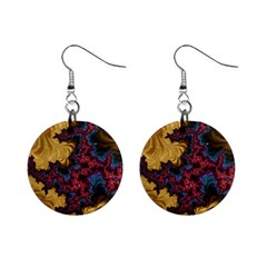 Creative Abstract Structure Texture Flower Pattern Black Material Textile Art Colors Design  Mini Button Earrings by Vaneshart