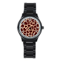 Animal Print Giraffe Patterns Stainless Steel Round Watch by Vaneshart