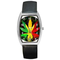 Cannabis Leaf Color Barrel Style Metal Watch by Vaneshart