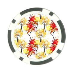 Watercolor Painting Autumn Illustration Autumn Tree Poker Chip Card Guard by Vaneshart