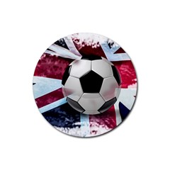 Soccer Ball With Great Britain Flag Rubber Round Coaster (4 Pack)  by Vaneshart