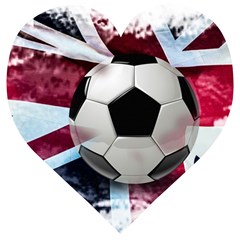 Soccer Ball With Great Britain Flag Wooden Puzzle Heart by Vaneshart