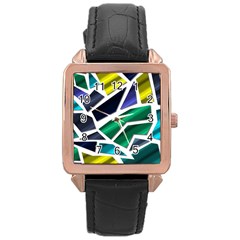 Mosaic Shapes Rose Gold Leather Watch  by Vaneshart