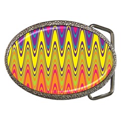 Retro Colorful Waves Background Belt Buckles by Vaneshart