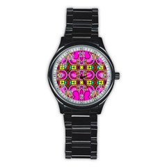 Abstract Background Pattern Stainless Steel Round Watch by Vaneshart