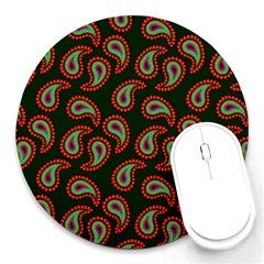 Seamless Paisley Pattern Round Mousepads by Vaneshart