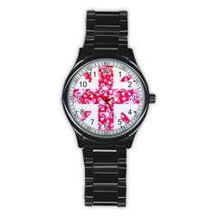 British Flag Abstract Stainless Steel Round Watch by Vaneshart