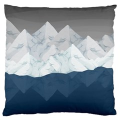 Snow Mountains Sea Sun Landscape Large Flano Cushion Case (one Side) by Wegoenart