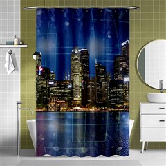 City Smart Modern Future Connect Shower Curtain 48  X 72  (small)  by Wegoenart