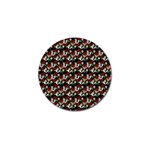 Vintage Hippie Girl Pattern Black Golf Ball Marker Front