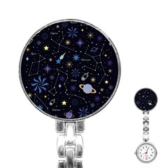 Starry Night  Space Constellations  Stars  Galaxy  Universe Graphic  Illustration Stainless Steel Nurses Watch by Vaneshart