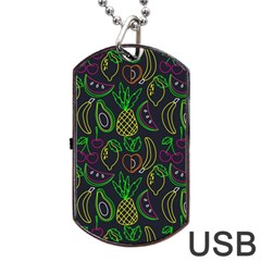 Neon Fruit Seamless Pattern Dog Tag Usb Flash (one Side) by Vaneshart