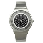 Black And White Pattern Stainless Steel Watch Front