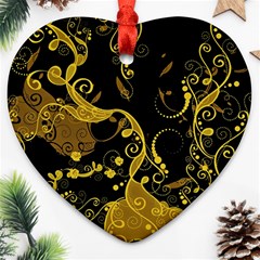 Floral Pattern Background Heart Ornament (two Sides) by Vaneshart