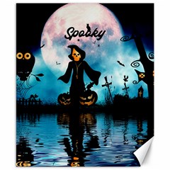 Funny Halloween Design With Skeleton, Pumpkin And Owl Canvas 8  X 10  by FantasyWorld7