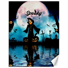 Funny Halloween Design With Skeleton, Pumpkin And Owl Canvas 12  X 16  by FantasyWorld7