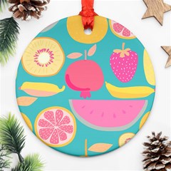 Seamless Pattern With Fruit Vector Illustrations Gift Wrap Design Ornament (round) by Vaneshart