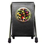 Vector Seamless Summer Fruits Pattern Black Background Pen Holder Desk Clock Front