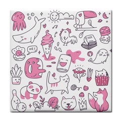 Set Kawaii Doodles Tile Coaster by Vaneshart